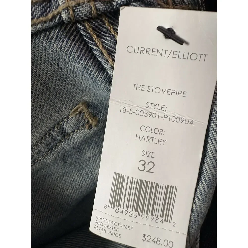 Current Elliott The Stovepipe Jeans Hartley Button Fly Slim Straight Sz32X31 NWT
